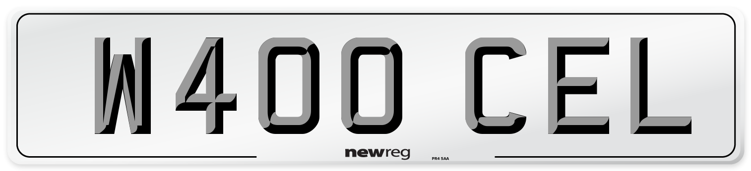 W400 CEL Number Plate from New Reg